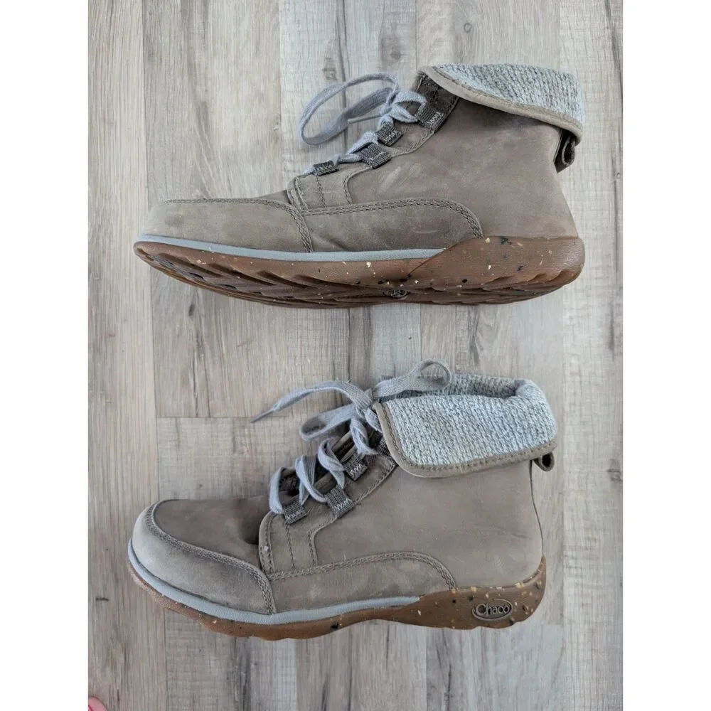Chaco Barbary Gray Leather Casual Ankle Boots, Size 8 (S3) - Picture 3 of 9